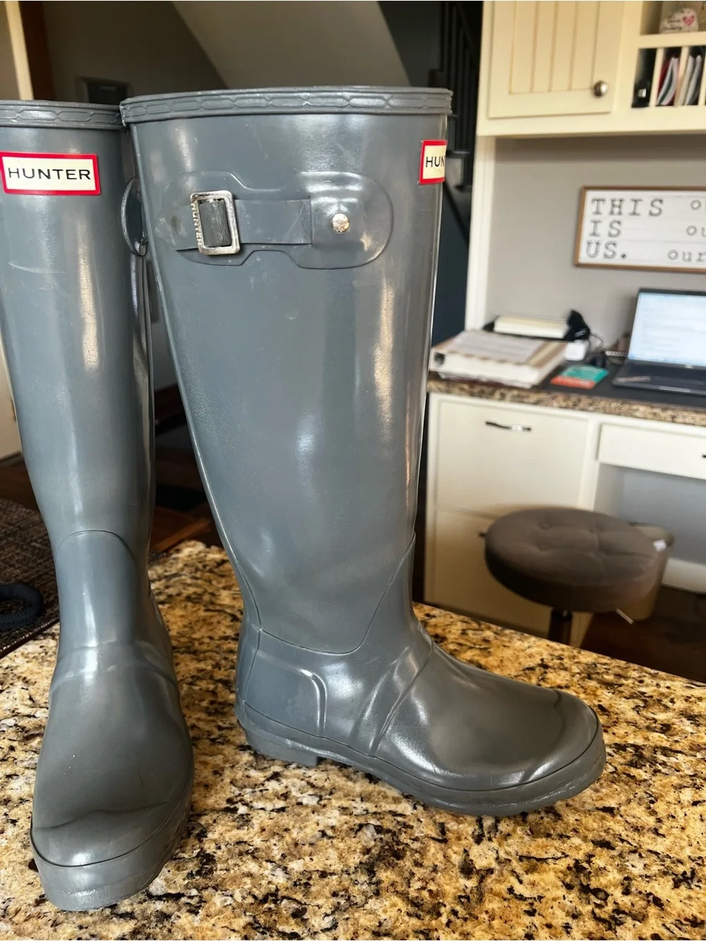 Hunter Black Rain Boot Insole with White Branding
